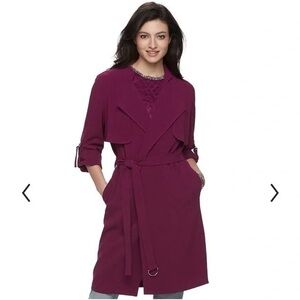 Jennifer Lopez Grape Purple Lightweight Trench Coat size L